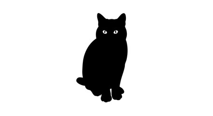 Obraz premium A sleek silhouette of a black cat sitting, its eyes gleaming.