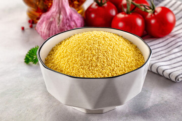 Vegan cuisine - raw dry couscous