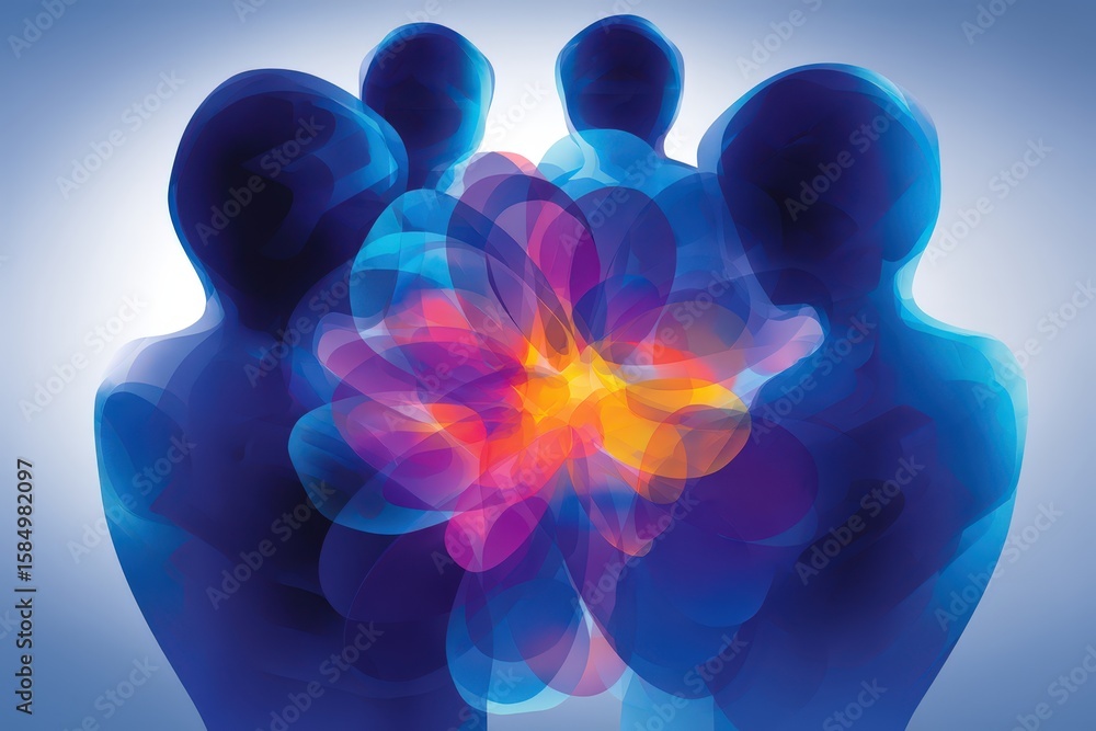 Poster abstract representation of human connection showcasing vibrant colors and emotions with a focus on u