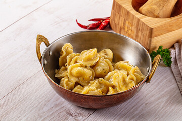 Tasty Russian dumplings with meat