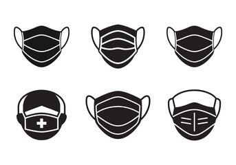 medical face mask icon vector silhouette illustration