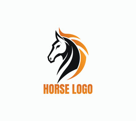Horse head vector logo design with tribal style silhouette icon
