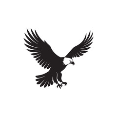 Obraz premium Majestic eagle in flight silhouette isolated on white background