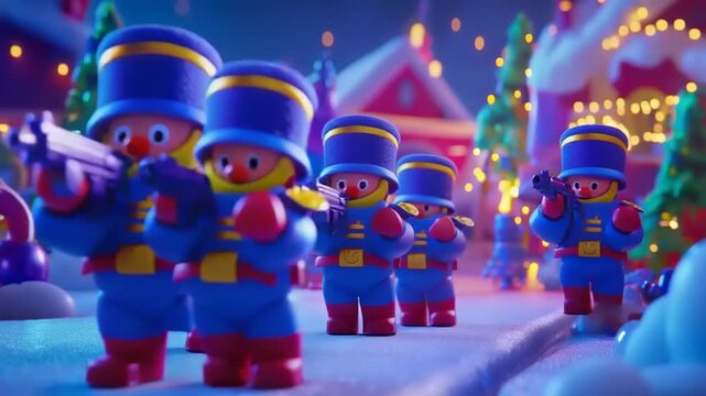 Animated Christmas Nutcrackers in a Festive Scene