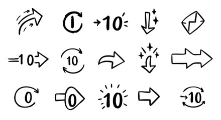Arrows and Numbers Symbols Illustration. 