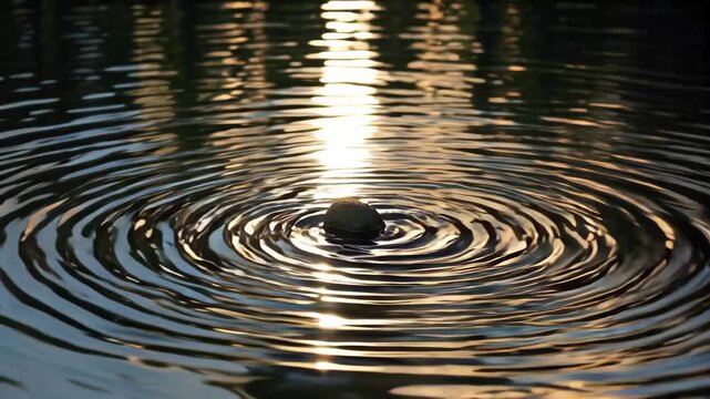 arafed image of a rock in the water with a sun setting in the background