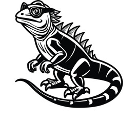 Obraz premium Stylized lizard wearing sunglasses black and white