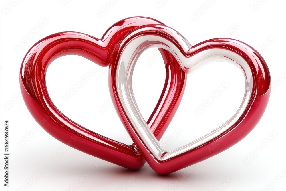 Poster intertwined hearts representing deep affection and unity showcased in a contemporary design emphasiz