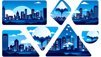A diverse group of business people in suits walk together, a successful team illustrating teamwork against a city skyline with graphs
