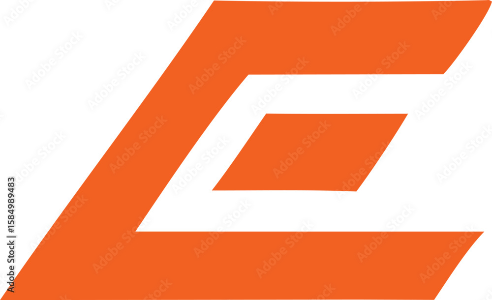 Poster bold abstract geometric design featuring sharp angles and parallel lines in vibrant orange against a