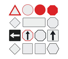 Realistic road traffic sign template set