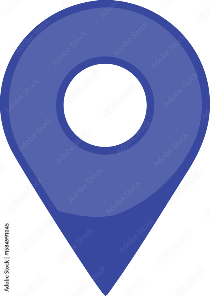 Poster a simple clean and modern blue location pin icon with a white circle inside perfect for maps and nav