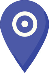 A simple blue location pin icon with concentric circles inside representing a point on a map or a destination