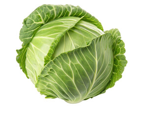 Fresh green cabbage with vibrant leaves isolated on a black background, perfect for salads