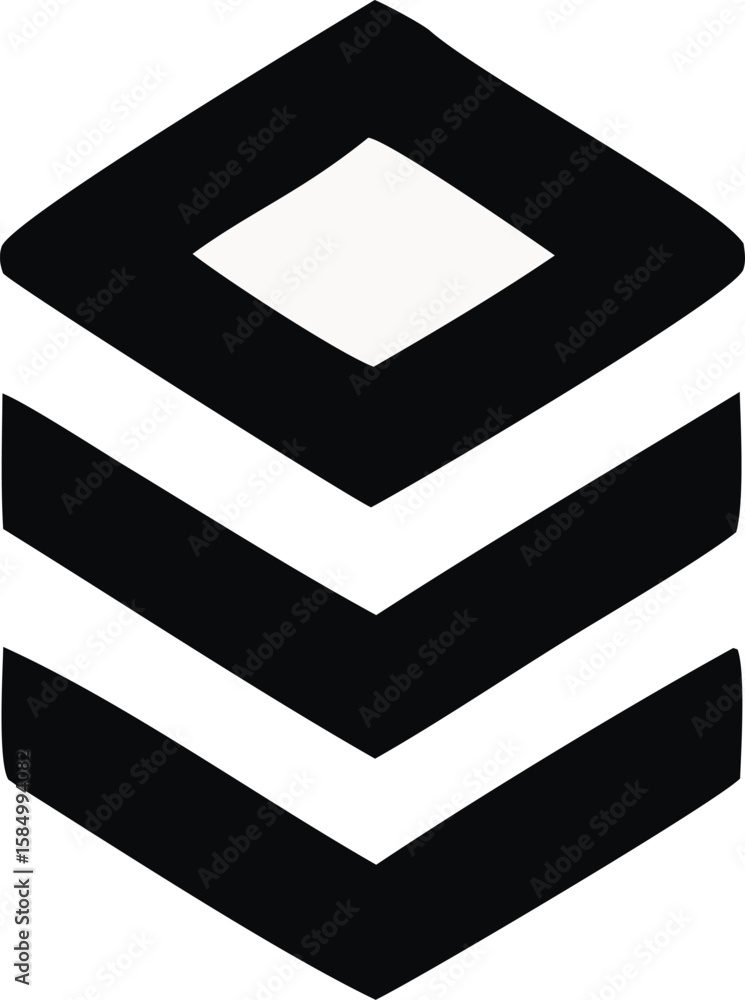 Poster abstract geometric design featuring stacked chevron shapes with a central diamond creating a layered