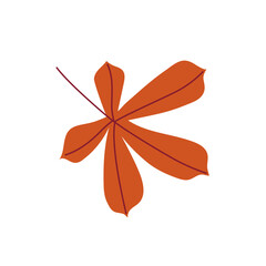 Colorful red chestnut leaf in the wind. Hand drawn vector illustration for autumn designs.