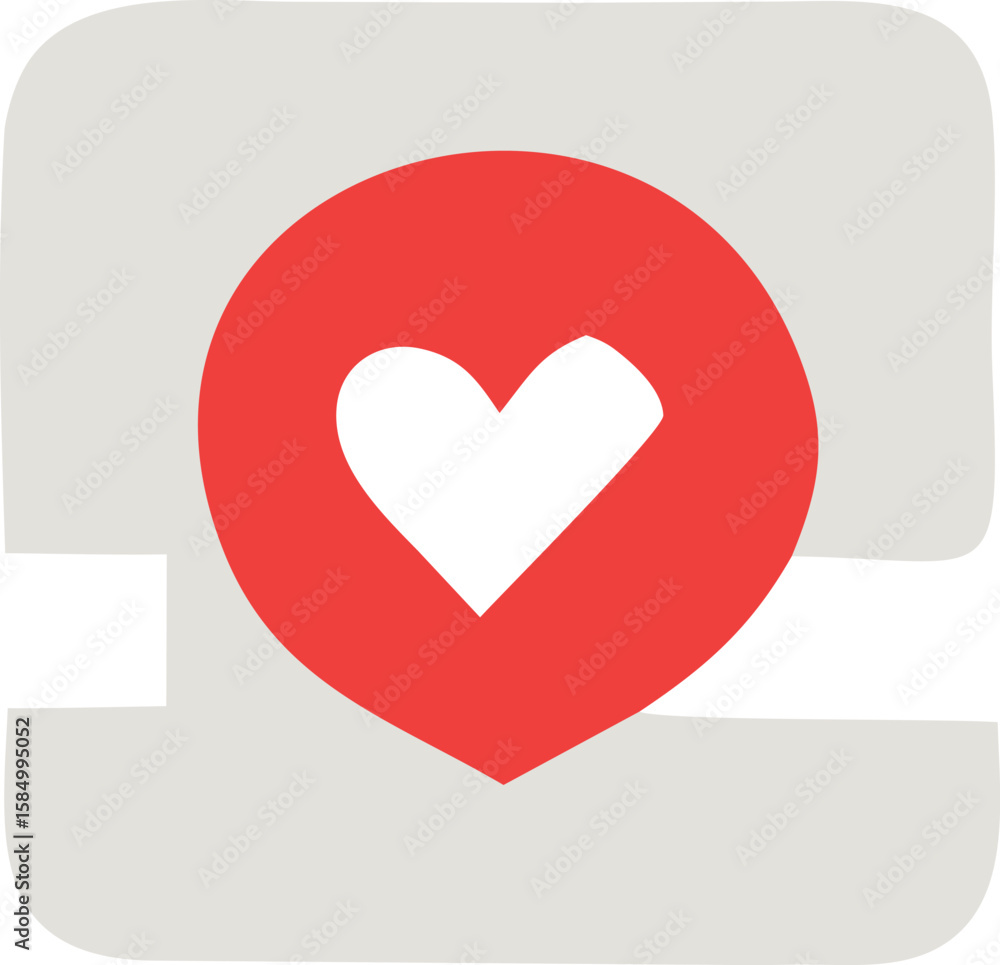 Aufkleber a minimalist red heart icon within a rounded square frame on a textured light gray background with s