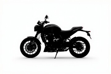 Fototapeta premium Silhouetted motorcycle stands sleek and dark against a bright backdrop, promising freedom on the open road.