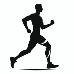 The image shows a man running. Cartoon Clipart Silhouette Vector Illustration Line Art Illustration. .