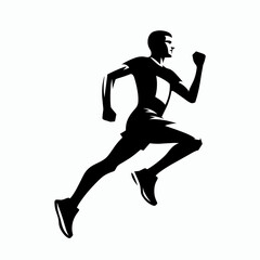 The image shows a man running. Cartoon Clipart Silhouette Vector Illustration Line Art Illustration. .