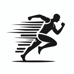 The image shows a man running. Cartoon Clipart Silhouette Vector Illustration Line Art Illustration. .
