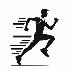 The image shows a man running. Cartoon Clipart Silhouette Vector Illustration Line Art Illustration. .