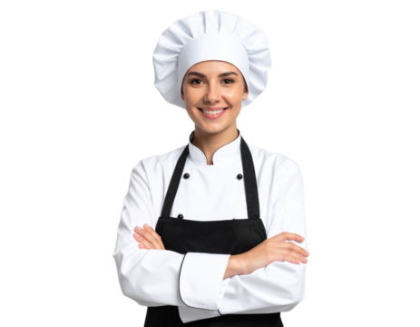 Professional Chef Standing with Arms Crossed in Uniform, Transparent PNG