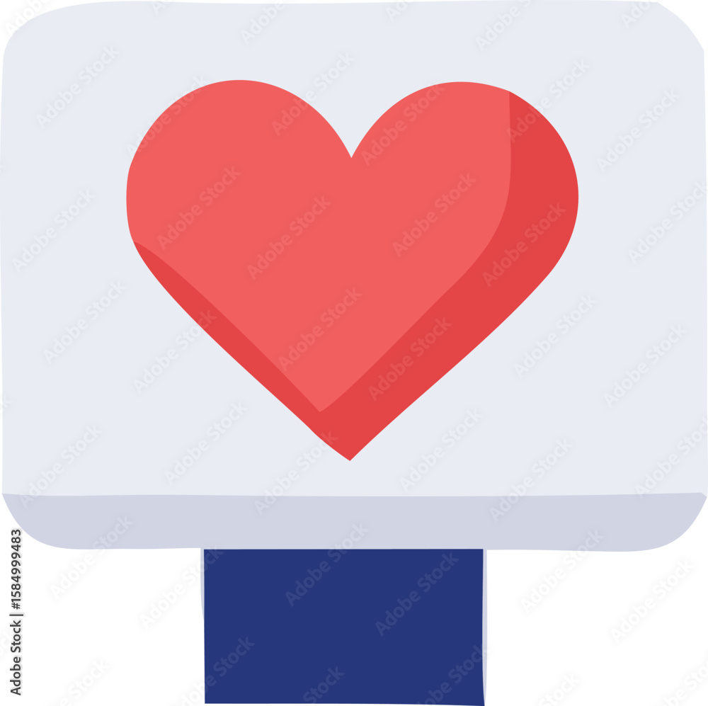 Aufkleber a stylized red heart icon with a subtle gradient and shadow displayed on a light gray background wit