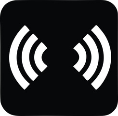 Simple black square icon with white concentric arcs symbolizing wireless signal transmission or communication waves radiating outwards from the center