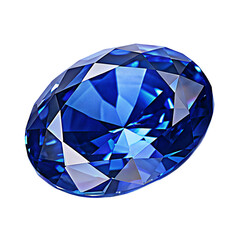 Magnificent oval blue sapphire gemstone isolated on black background shining brilliantly 