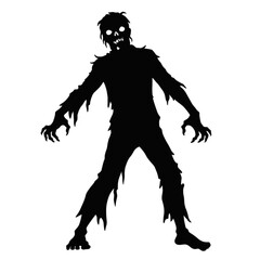 Fototapeta premium Black Silhouette Zombie – Transparent PNG Clipart Halloween Design Element