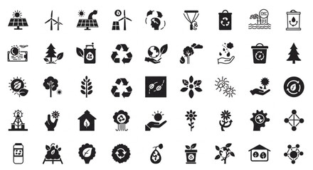 A set of vector icons featuring people, business symbols, and web illustrations with various design patterns including arrows, circles, and silhouettes
