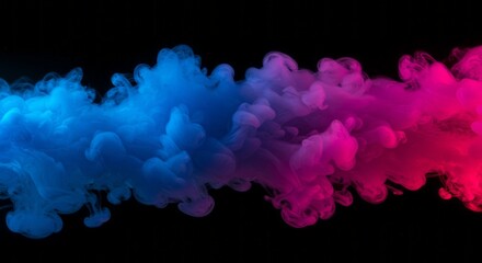Vibrant blue and pink smoke swirls against a dark background