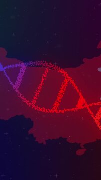 Animation of dna strand spinning over map of china