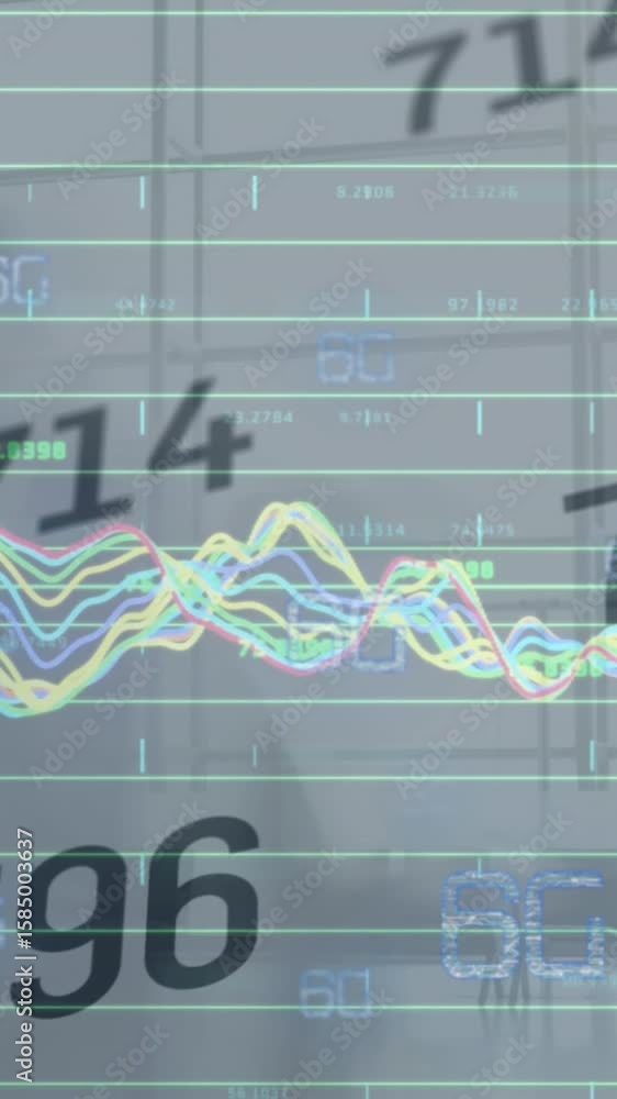Poster animation of financial data processing over computer servers