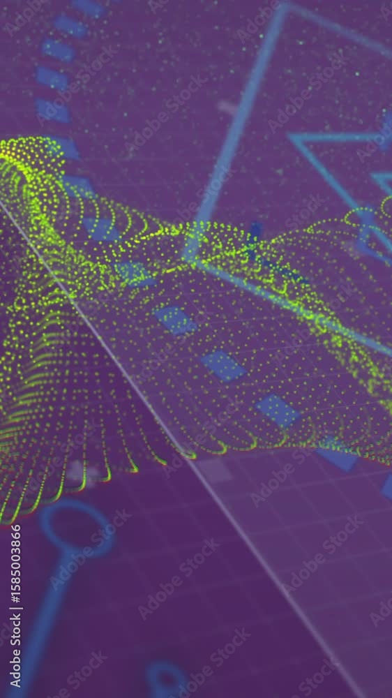 Poster animation of digital data processing over purple background