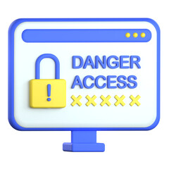 Dangerous or Risky Access 3D Icon Colorful Design