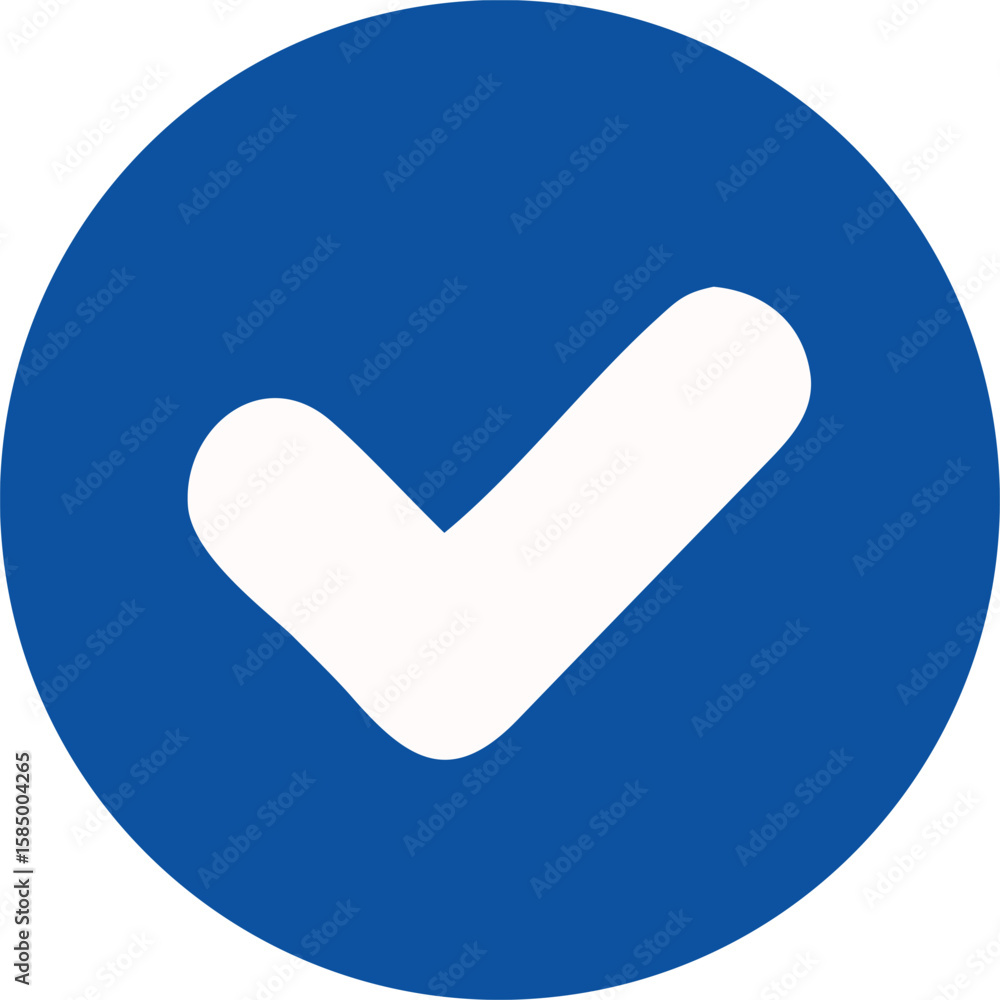 Poster a simple white checkmark icon is prominently displayed within a solid blue circular background with 