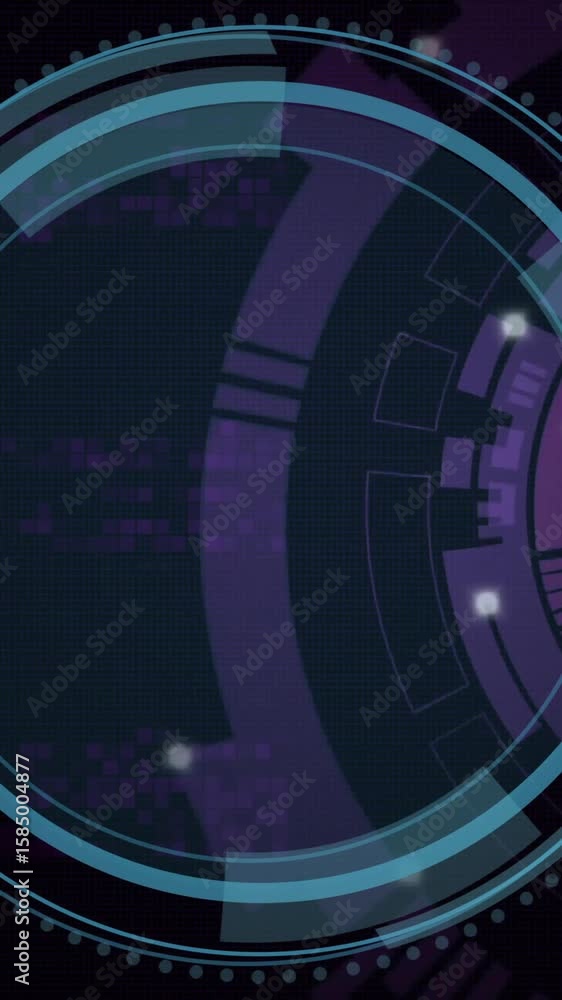 Poster animation of glowing circular patterns in futuristic digital interface in motion