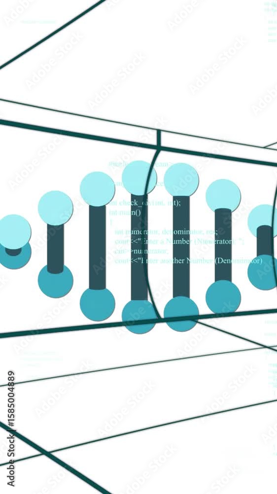 Poster animation of dna strand and binary coding for scientific data processing