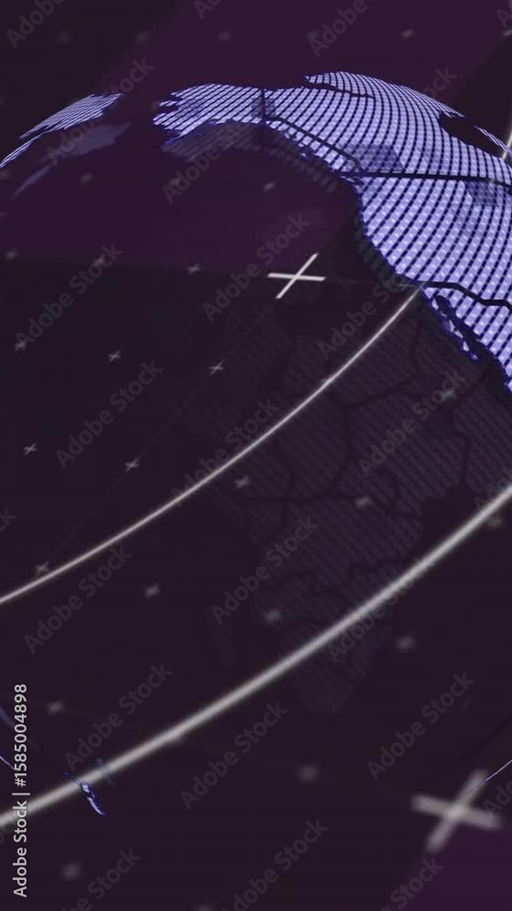 Poster animation of digital globe showing data lines highlighting china and philippines