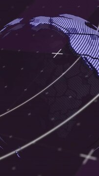 Animation of digital globe showing data lines highlighting China and Philippines