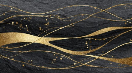 Elegant Gold Lines on Black Background for Modern Design Projects