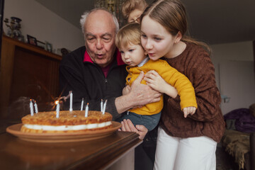 Intimate Family Birthday Celebration Across Generations