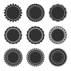 Circular badges with decorative edges emblems seals