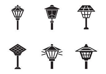 solar garden light icon silhouette vector illustration