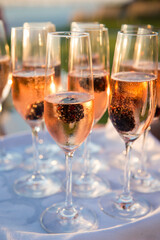 Chilled Rosé Champagne with Blackberries at Sunset Reception