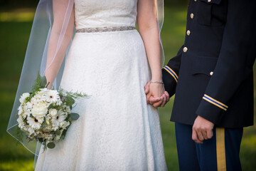 Outdoor Military Wedding with White Florals and Classic Attire