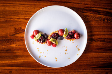 Gourmet Fruit Tart and Sorbet Food Art