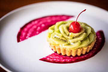 Gourmet Kiwi Tart with Cherry on Top